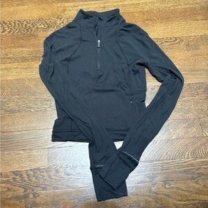 Lululemon Athletica Black Fitted Long Sleeve Half zip top RULU xxxs/0